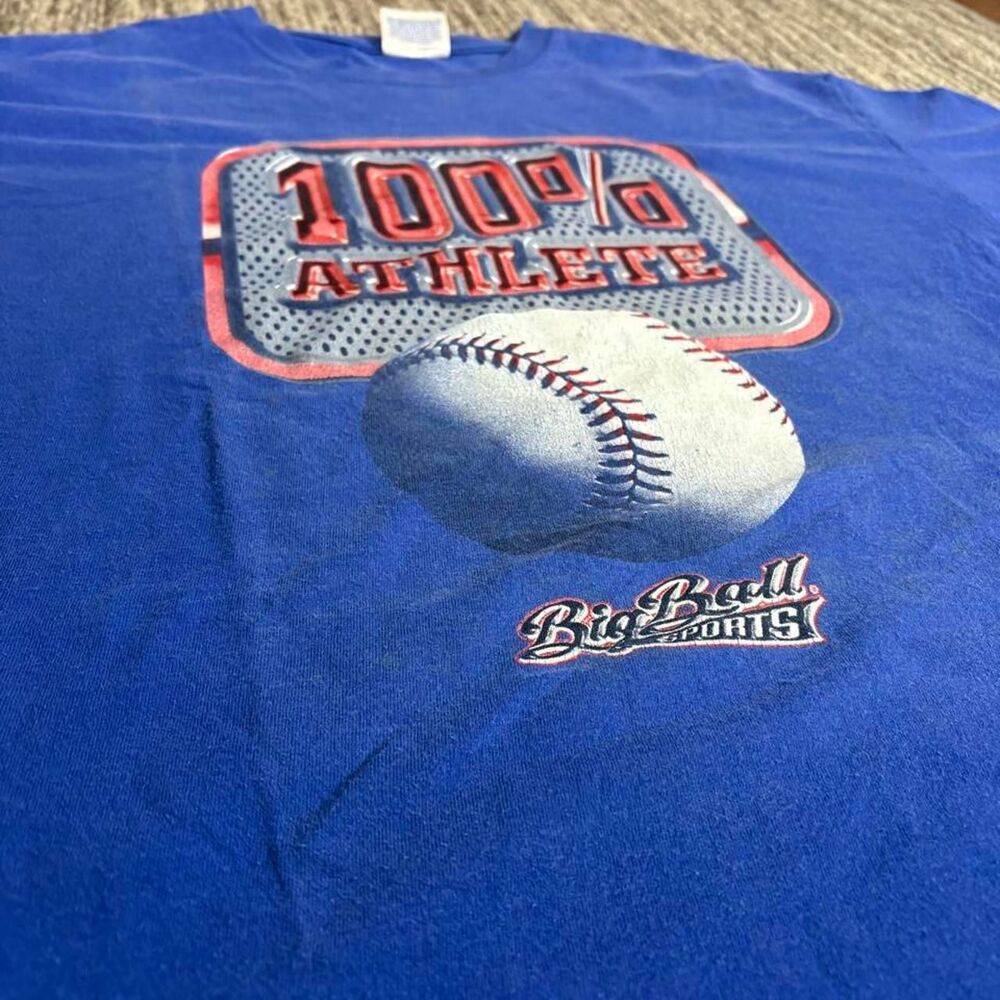 Super crazy 90s heavyweight graphic tee Blue Big Ball Sports 100% baseball